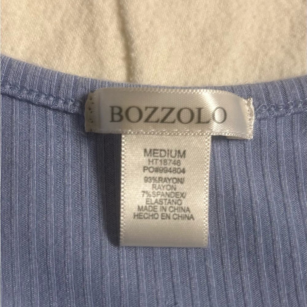Bozzolo Blue Tie Front Crop Blouse - Picture 3 of 3